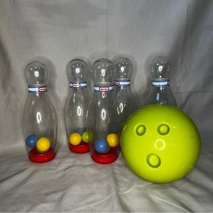 Little Tikes Tot Sports Green Bowling Set 1 Ball 5 Pins Set Toddler Kids VINTAGE